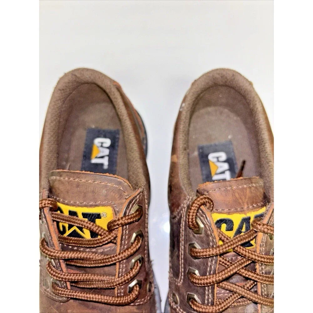 CAT Work Shoe Men 9 Slip Resistant Genuine Leather Lace Up 613 Moc Toe